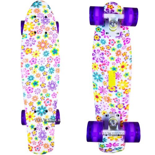 Скейт пенни борд SkateX Penny Gamma Flowers 22"