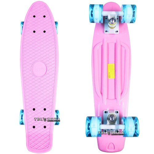 Скейт пенни борд SkateX Penny VersiColor светло-розовый неоновый  22"