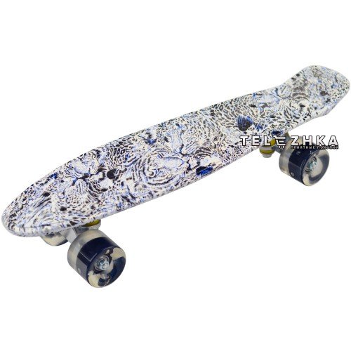 Скейт пенни борд SkateX Penny Trend White Tiger 22"
