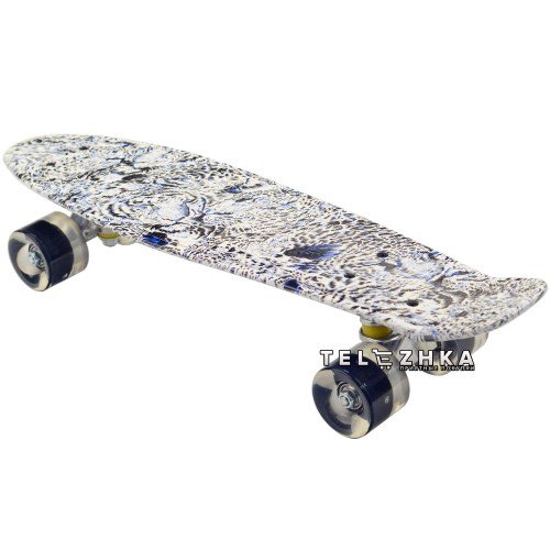Скейт пенни борд SkateX Penny Trend White Tiger 22"