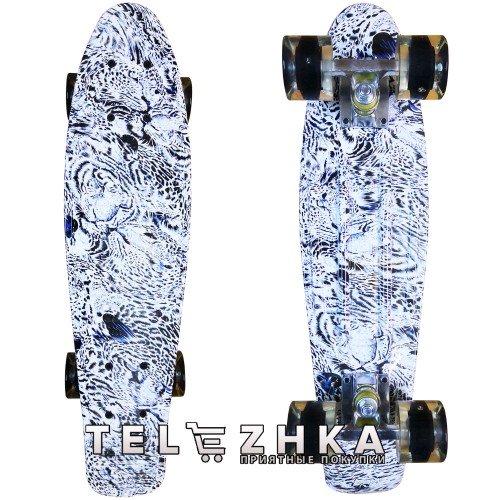 Скейт пенни борд SkateX Penny Trend White Tiger 22"