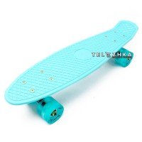 Скейт пенни борд SkateX Penny Classic LED бирюзовый 22"