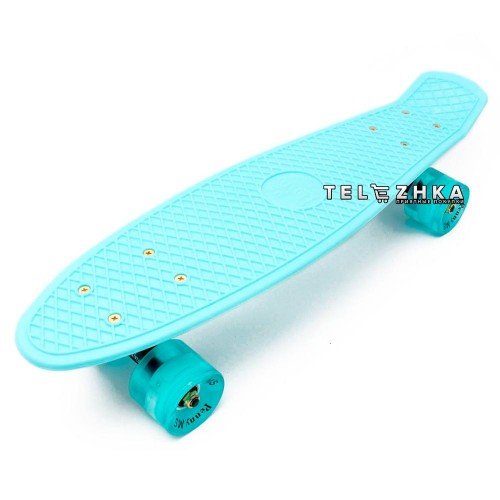 Скейт пенни борд SkateX Penny Classic LED бирюзовый 22"