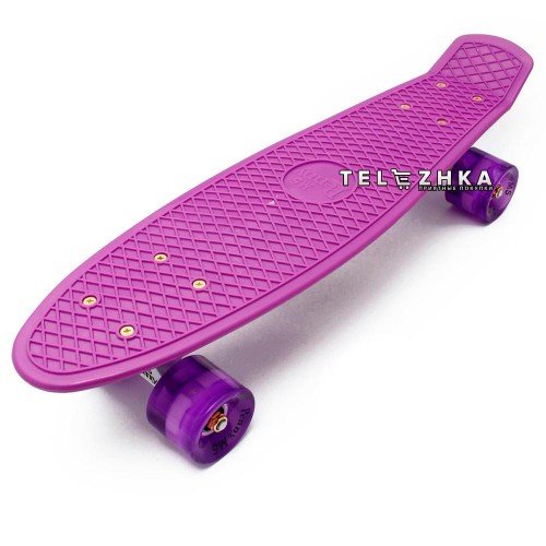 Скейт пенни борд SkateX Penny Classic LED фиолетовый 22"