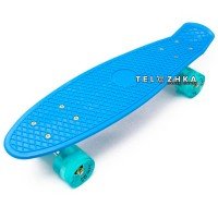 Скейт пенни борд SkateX Penny Classic LED голубой 22"