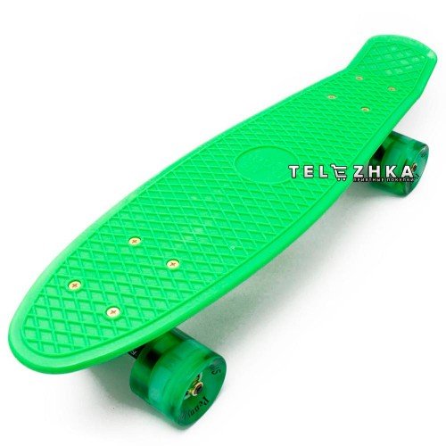 Скейт пенни борд SkateX Penny Classic LED зеленый 22"