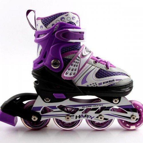 Роликовые коньки раздвижные SkateX Happy Rider 34-37 фиолетовый