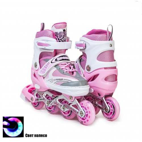 Роликовые коньки раздвижные SkateX Happy Rider 34-37 розовый