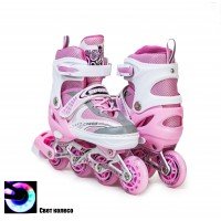 Роликовые коньки раздвижные SkateX Happy Rider 38-42 розовый
