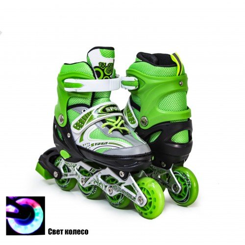 Роликовые коньки раздвижные SkateX Happy Rider 38-42 салатовый