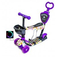 Самокат детский Scale Sports Junior с сиденьем и родительской ручкой Flowers