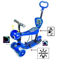 Самокат детский Scale Sports Junior с сиденьем и родительской ручкой Герои Marvel