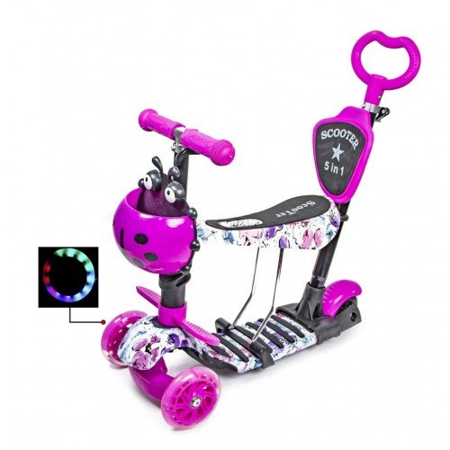 Самокат детский Scale Sports Junior с сиденьем и родительской ручкой Herby