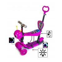 Самокат детский Scale Sports Junior с сиденьем и родительской ручкой Леди Баг и Супер кот