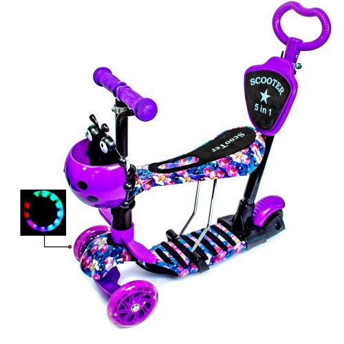 Самокат детский Scale Sports Junior с сиденьем и родительской ручкой Orchid