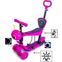 Самокат детский Scale Sports MiniBug с сиденьем и родительской ручкой розовый
