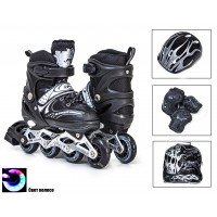 Роликовые коньки раздвижные SkateX Happy Star 34-37 с комплектом защиты черный