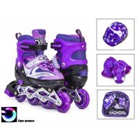 Роликовые коньки раздвижные SkateX Happy Star 34-37 с комплектом защиты фиолетовый