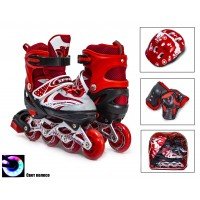 Роликовые коньки раздвижные SkateX Happy Star 34-37 с комплектом защиты красный