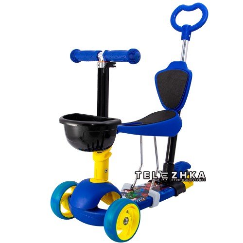 Самокат детский ScooteX Dual 5 in 1 герои Marvel с родительской ручкой и сиденьем