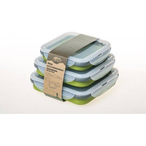 Набор пищевых силиконовых контейнеров Tramp TRC-089 3 шт. оливковый