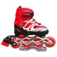 Роликовые коньки раздвижные SkateX Happy Joy Led 34-37 Красный