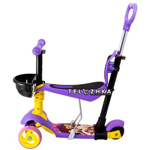 Самокат детский Maraton 3D Swift 5 in 1 Принцессы с родительской ручкой и сиденьем