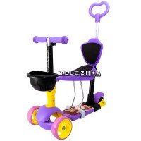 Самокат детский Maraton 3D Swift 5 in 1 Принцессы с родительской ручкой и сиденьем