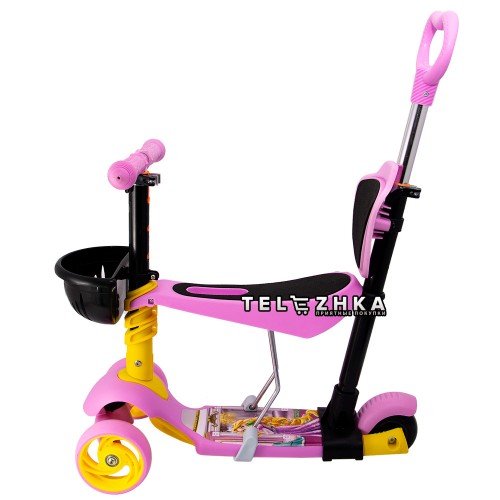 Самокат детский Maraton 3D Swift 5 in 1 Рапунцель с родительской ручкой и сиденьем