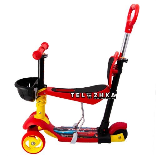 Самокат детский Maraton 3D Swift 5 in 1 Тачки с родительской ручкой и сиденьем