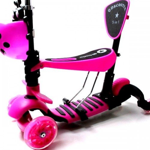 Самокат детский Scale Sports Quad с сиденьем и родительской ручкой Pink