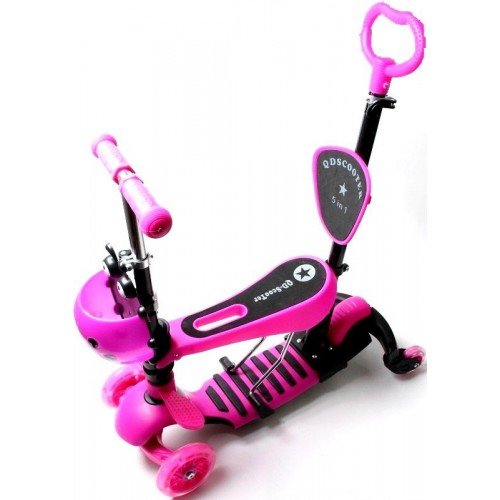 Самокат детский Scale Sports Quad с сиденьем и родительской ручкой Pink
