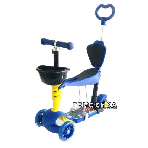 Cамокат детский ScooteX MixBug Disney 5 in 1 Герои Marvel с родительской ручкой и сиденьем