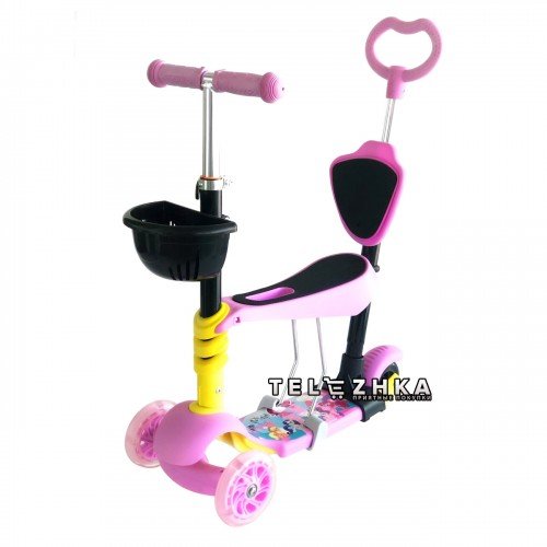 Cамокат детский ScooteX MixBug Disney 5 in 1 Little Pony с родительской ручкой и сиденьем