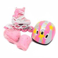 Роликовые коньки раздвижные Maraton Combo 2019 34-37 с комплектом защиты Розовые