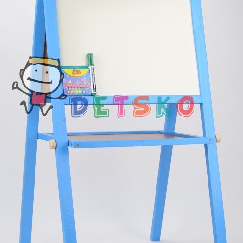 Мольберт и магнитная доска для рисования 50х40х100 Двухсторонний Голубой