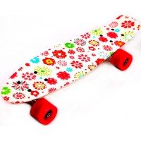 Скейт пенни борд SkateX Penny Sunny Red Flowers 22"