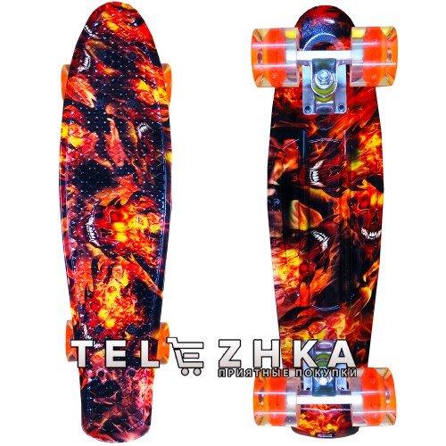 Скейт пенни борд SkateX Penny Trend FireOn 22"