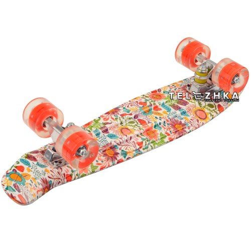 Скейт пенни борд SkateX Penny Trend Flowers 22"