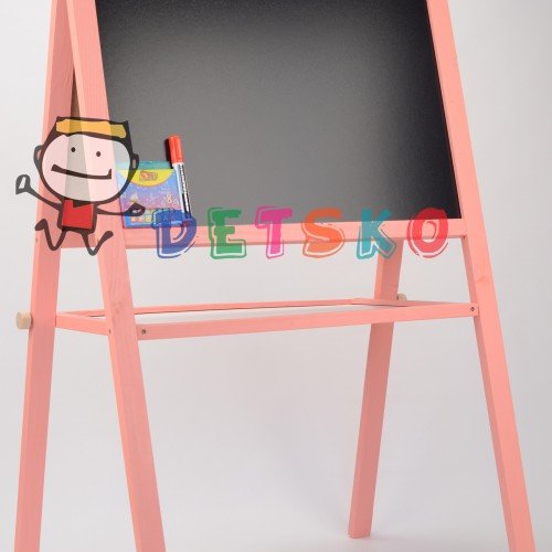 Мольберт и магнитная доска для рисования 50х40х100 Двухсторонний Розовый