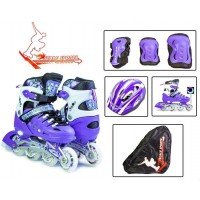 Роликовые коньки раздвижные Scale Sports Combo 28-33 с комплектом защиты фиолетовый