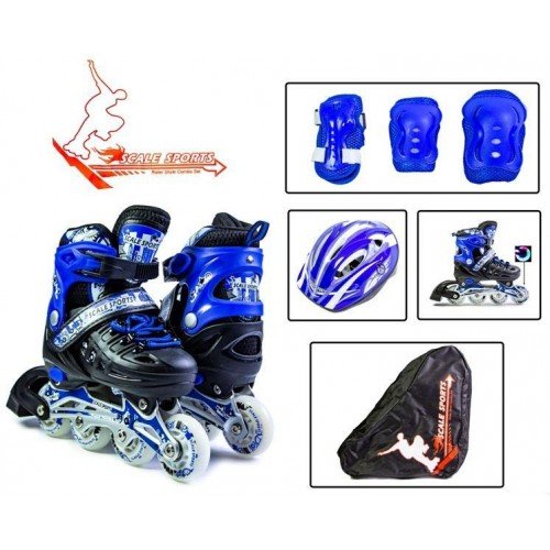 Роликовые коньки раздвижные Scale Sports Combo 28-33 с комплектом защиты синий