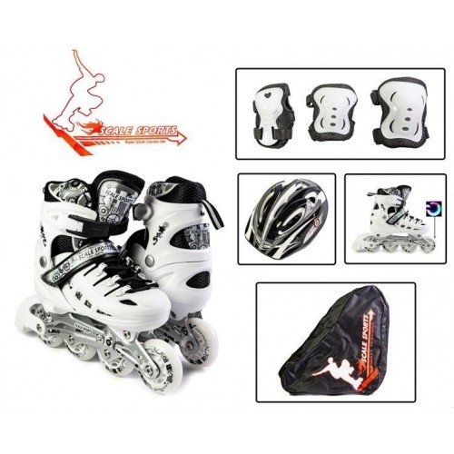 Роликовые коньки раздвижные Scale Sports Combo 28-33 с комплектом защиты белый