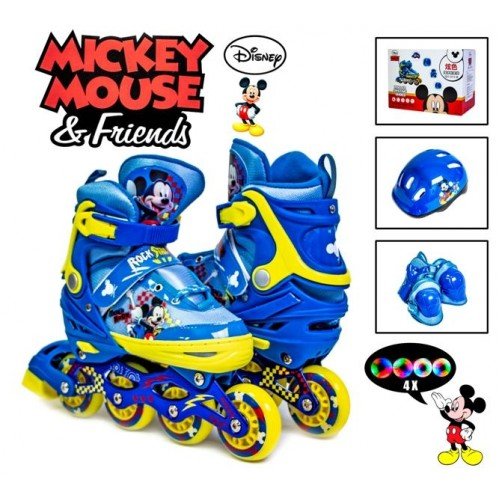 Роликовые коньки раздвижные SkateX Disney 34-37 Mickey Mouse с комплектом защиты
