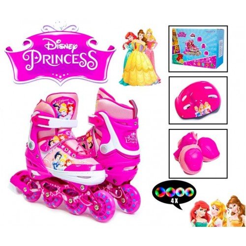 Роликовые коньки раздвижные SkateX Disney 34-37 Princess с комплектом защиты