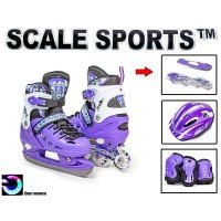 Роликовые коньки Scale Sports Blades с комплектом защиты и лезвий 34-37 фиолетовый